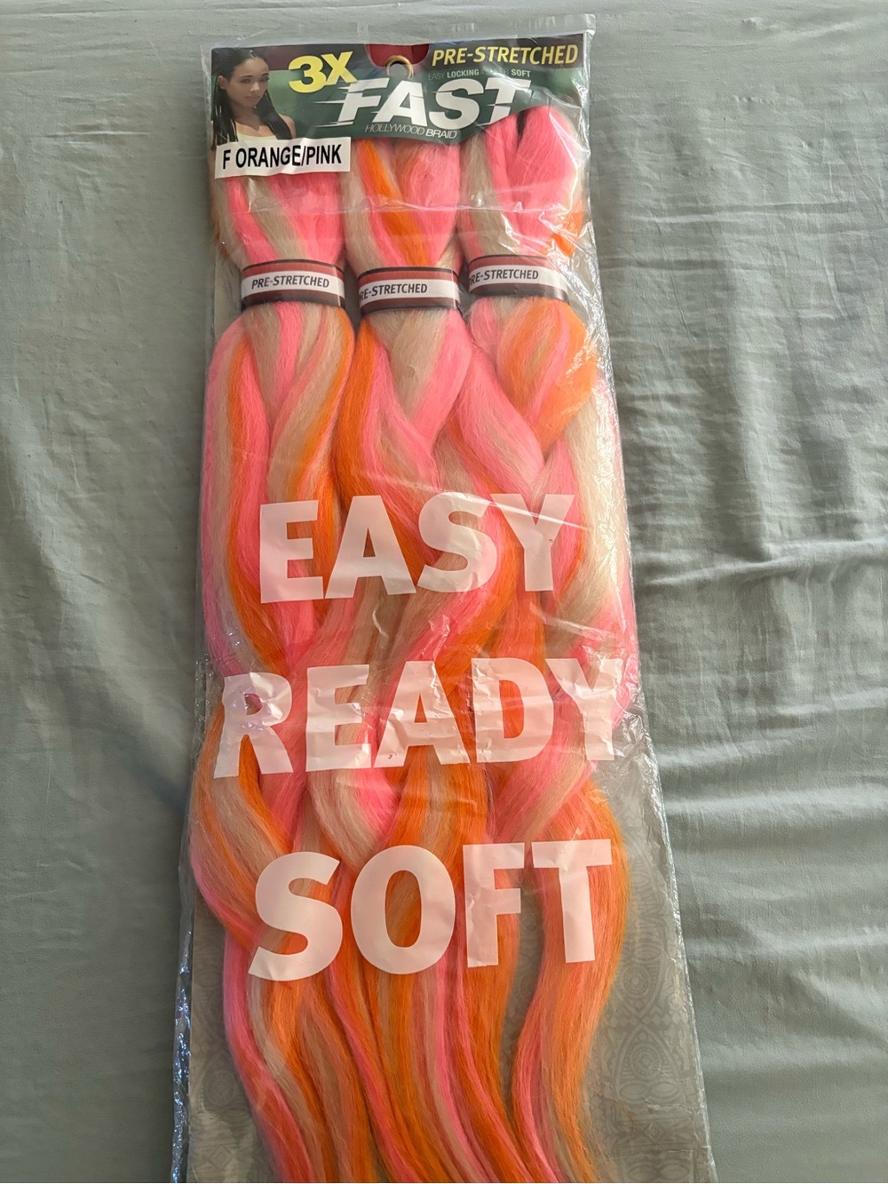 Pre-Stretched Braiding Hair  - Orange/Pink